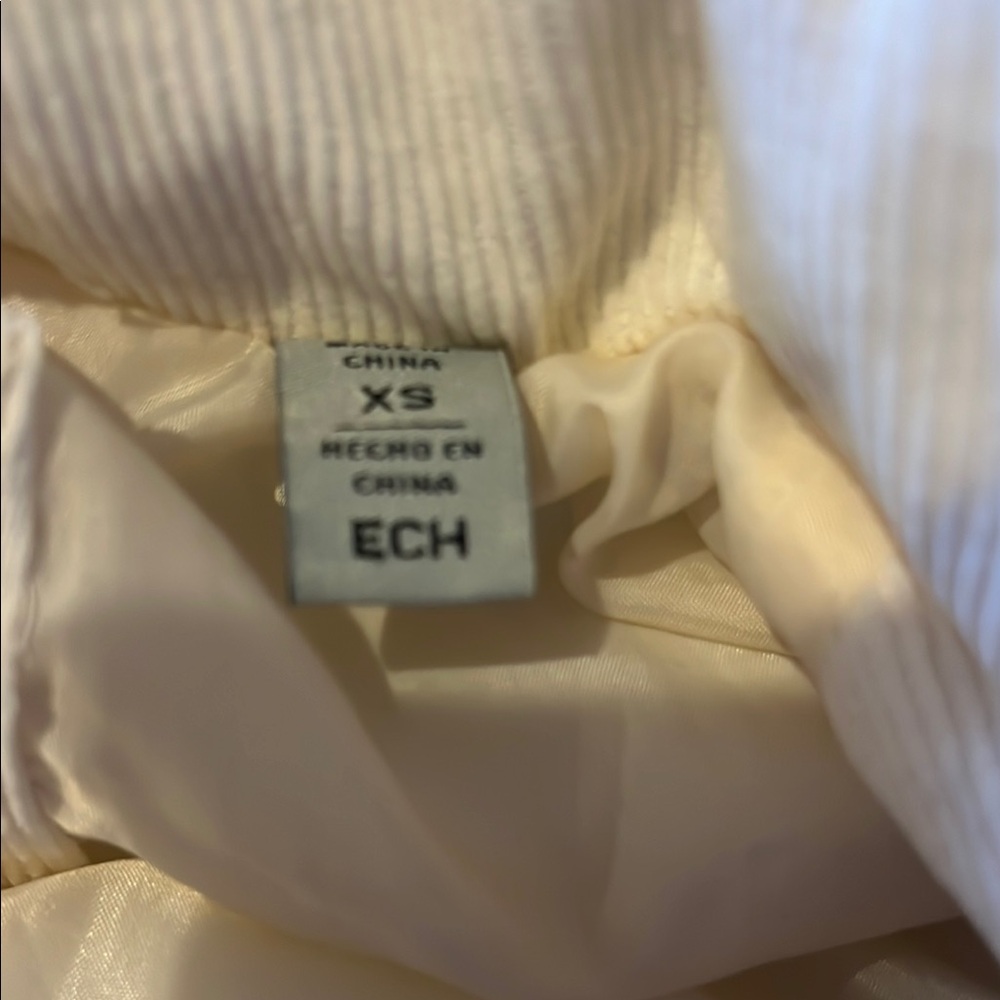 White Puffer Jacket XS Corduroy thickly lined - Picture 9 of 13